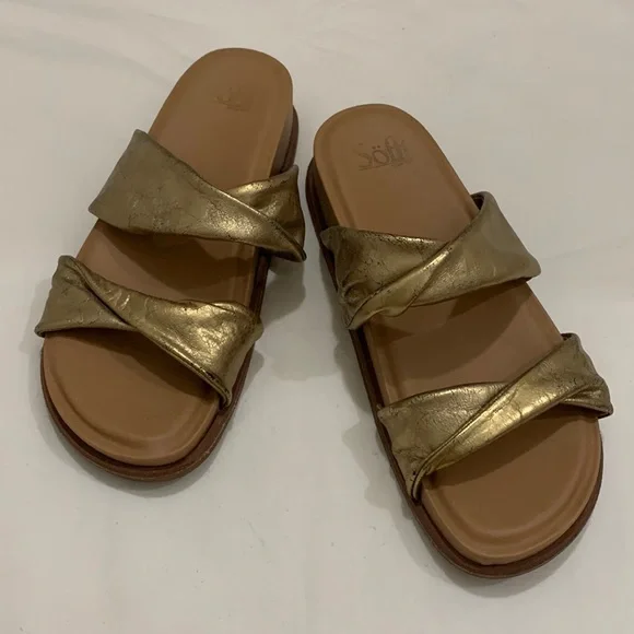 Sofft Ainsworth Slide Sandal Gold Size 7.5 - Picture 3 of 9